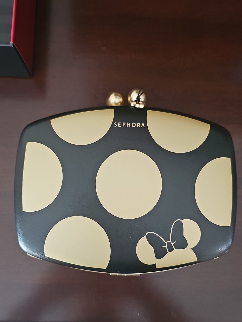 Sephora Black and Gold Polka Dot Bow Eyeshadow Palette Clutch